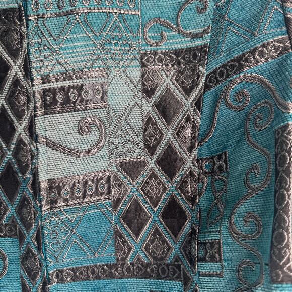 Vintage Dressbarn Womens Tapestry Blazer Jacket Sz XL Teal Art to Wear Full Zip - Picture 3 of 10